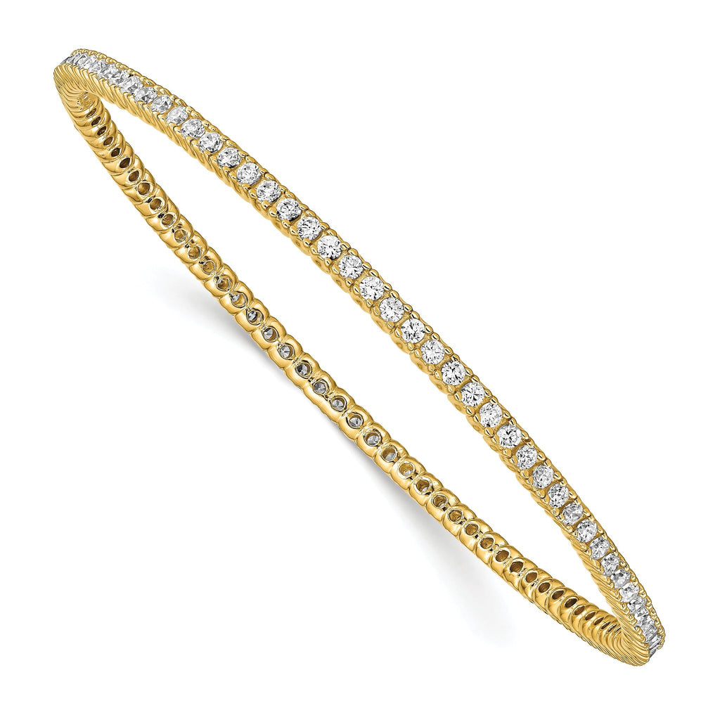 Sterling Shimmer Sterling Silver Gold-tone Flash Gold-plated 93 Stone CZ Bangle Bracelet