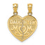 14K Gold Satin and Polished Daughter-Mom Break Apart Heart Pendant