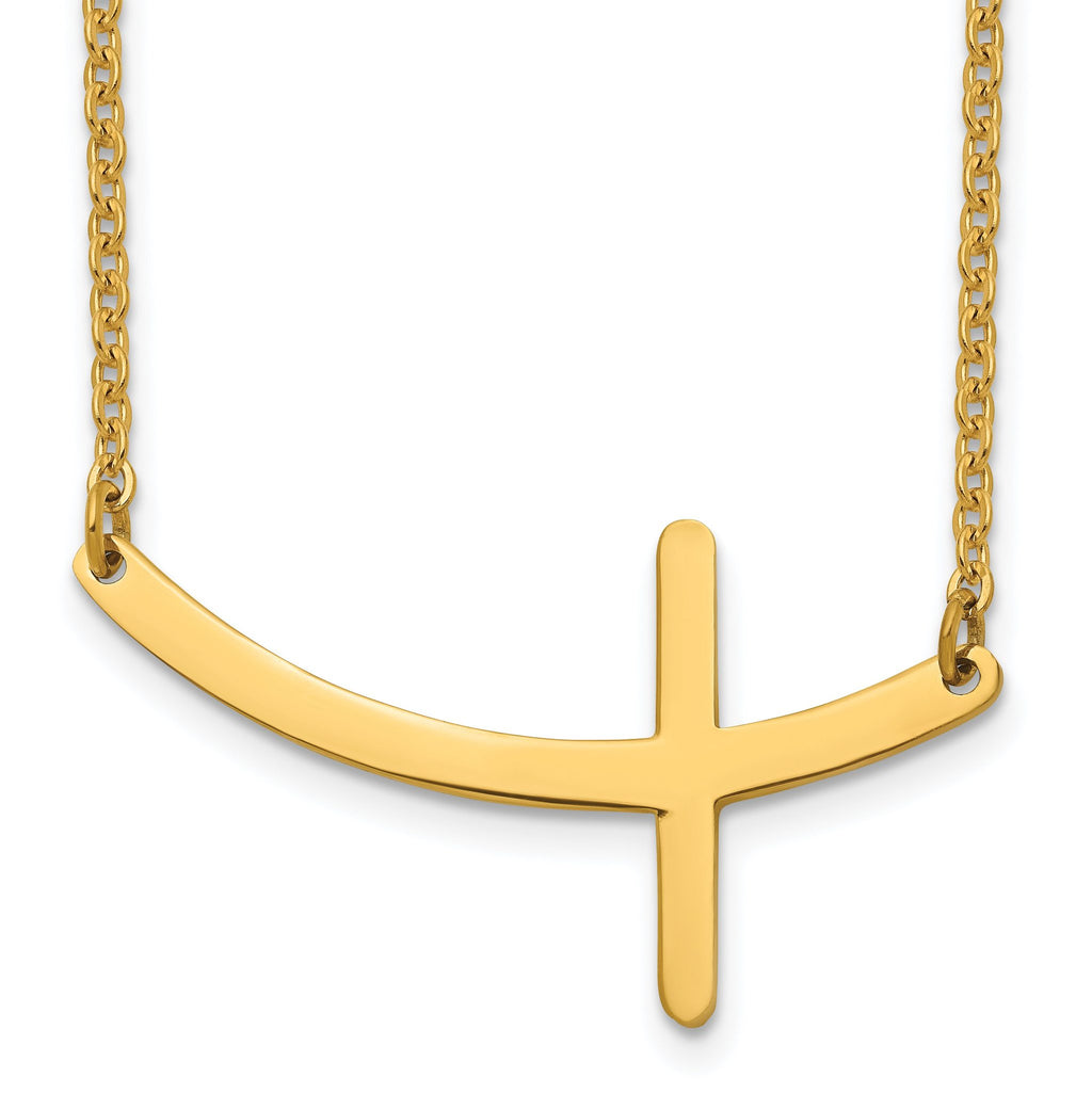 Sideways Cross Necklace in Yellow Gold-Tone Stainless Steel