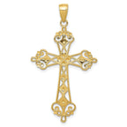 14K Gold Rhodium-Plated Diamond-Cut Cross Pendant Polished & Elegant Design