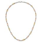Sterling Silver Rose-tone and Gold-tone Polished 4.0mm Figaro Rope 18 Inch Necklace