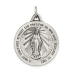 Sterling Silver 925 Antiqued Miraculous Medal Pendant Vintage Charm
