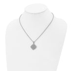 Clear & Pink CZ Square Pendant Necklace in Stainless Steel