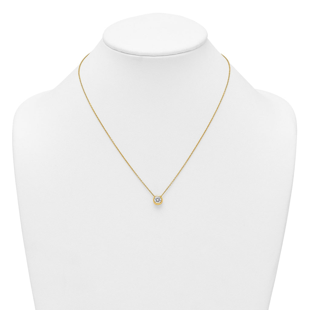 Sterling Silver Gold-tone Polished 8mm White CZ 18 inch Necklace