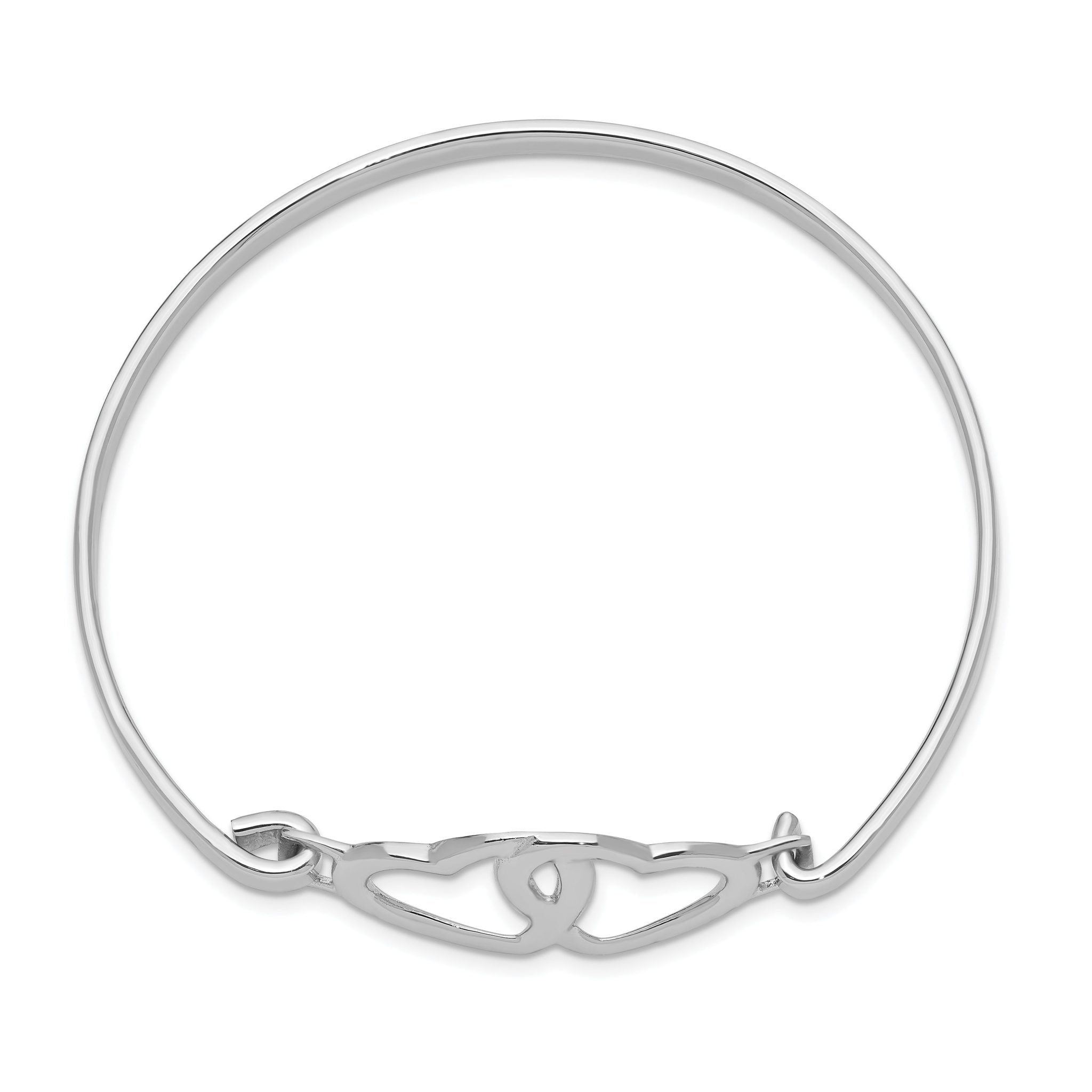 Sophia Jewelers Sterling Silver Heart Bangle with Rhodium Polish Secondary image