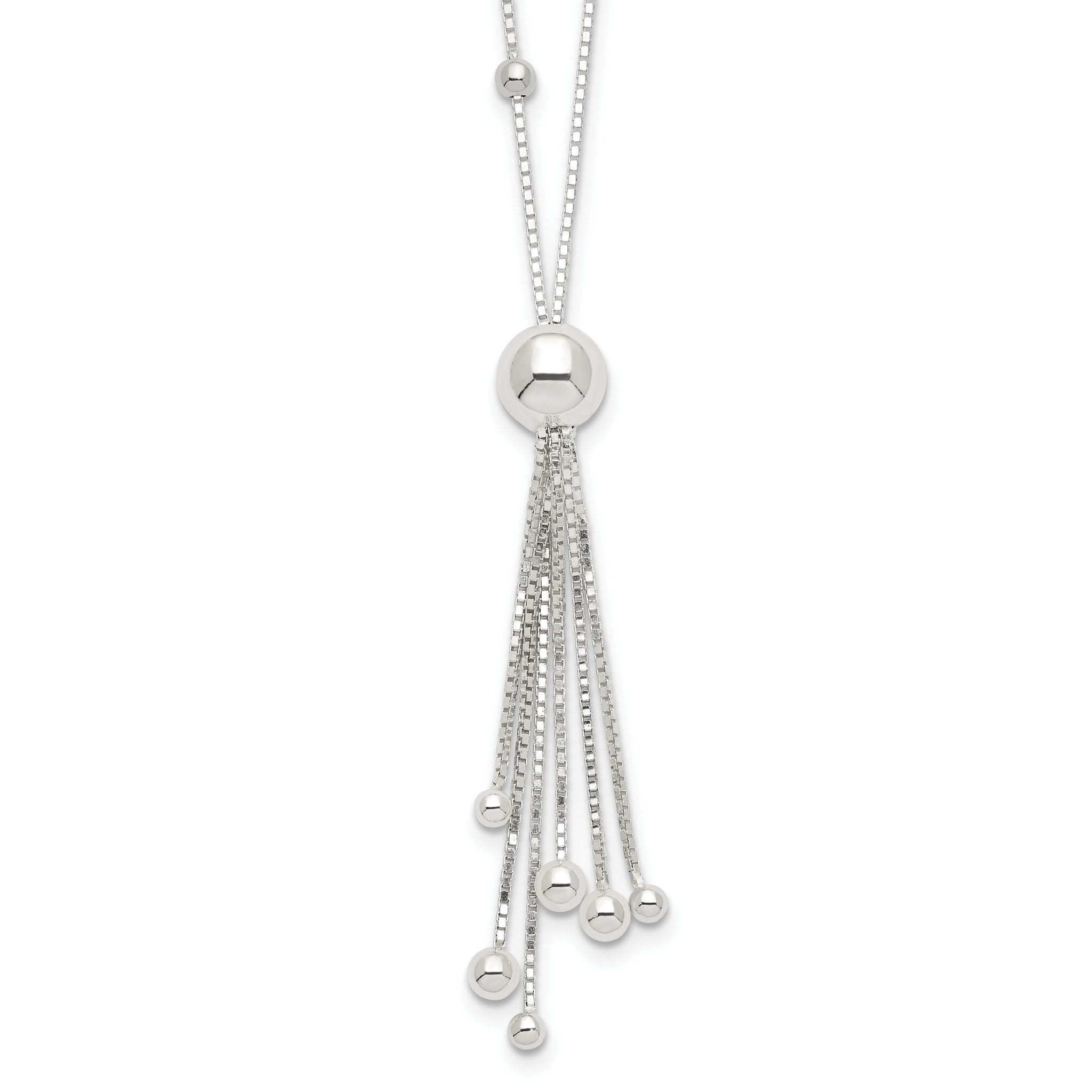 Sterling Silver 925 Beaded Tassel Necklace with Polished Finish for Women Main image