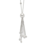 Sterling Silver 925 Beaded Tassel Necklace with Polished Finish for Women