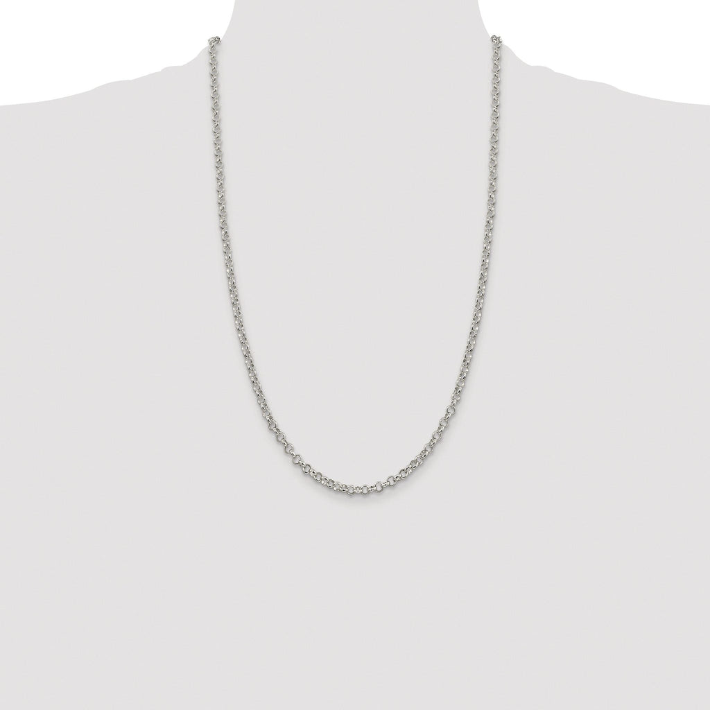 Polished Rolo Chain Necklace in Sterling Silver, 4mm