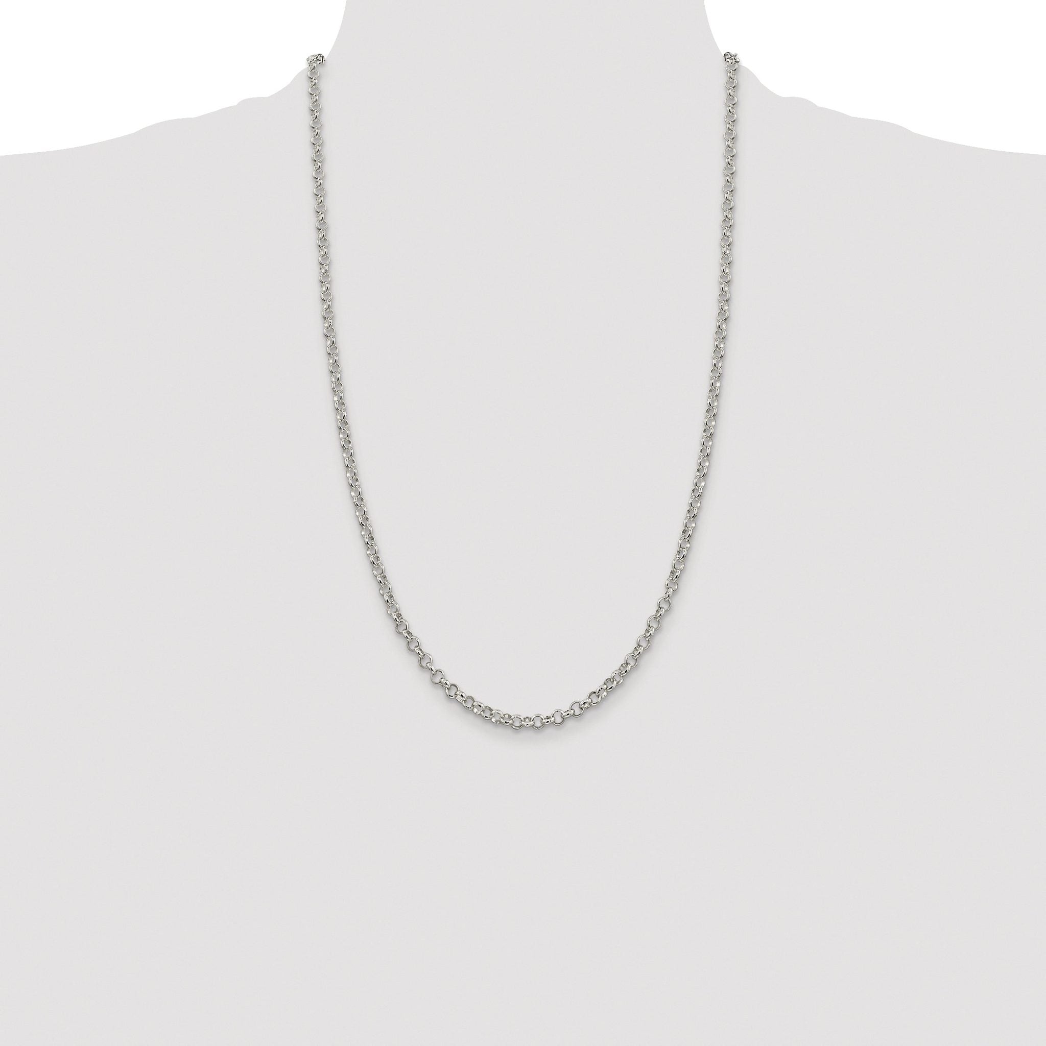 Polished Rolo Chain Necklace in Sterling Silver, 4mm