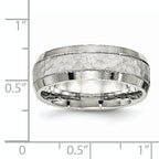 Brushed & Hammered Wedding Band in Stainless Steel, 7.5mm