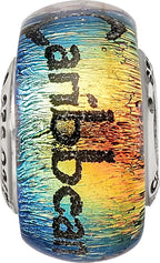 Sterling Silver 925 Caribbean Orange Dichroic Glass Bead Elegant Jewelry Bead