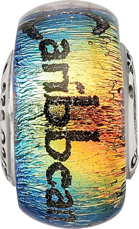 Sterling Silver 925 Caribbean Orange Dichroic Glass Bead Elegant Jewelry Bead