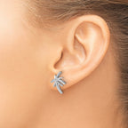 Cheryl M Sterling Silver Rhodium-plated Brilliant-cut CZ Palm Tree Post Earrings