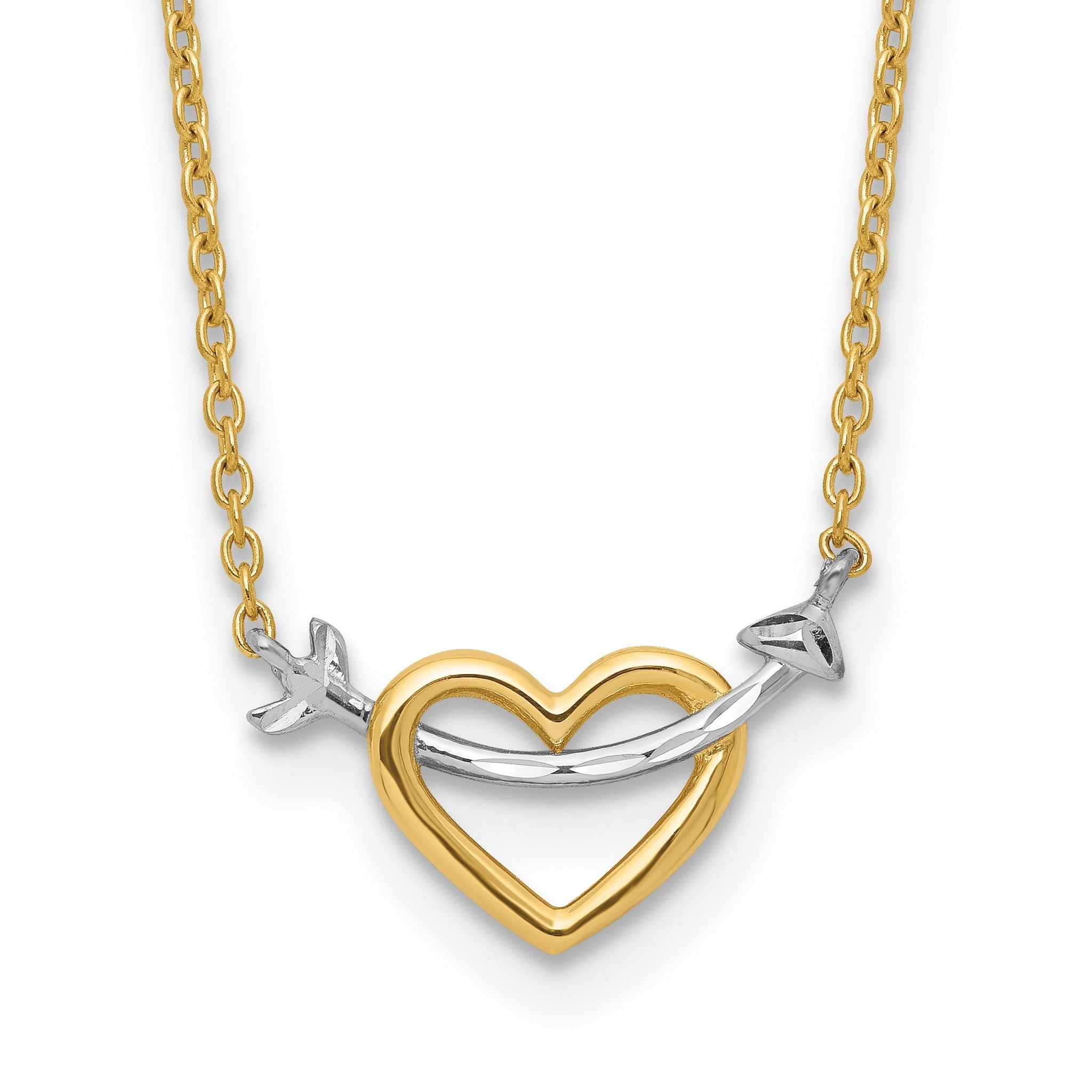 Sophia Jewelers 14K Gold Rhodium Heart Necklace with Diamond-Cut Elegance Main image