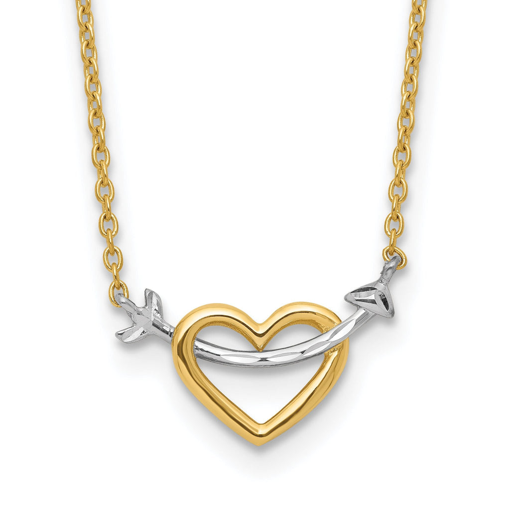 Sophia Jewelers 14K Gold Rhodium Heart Necklace with Diamond-Cut Elegance