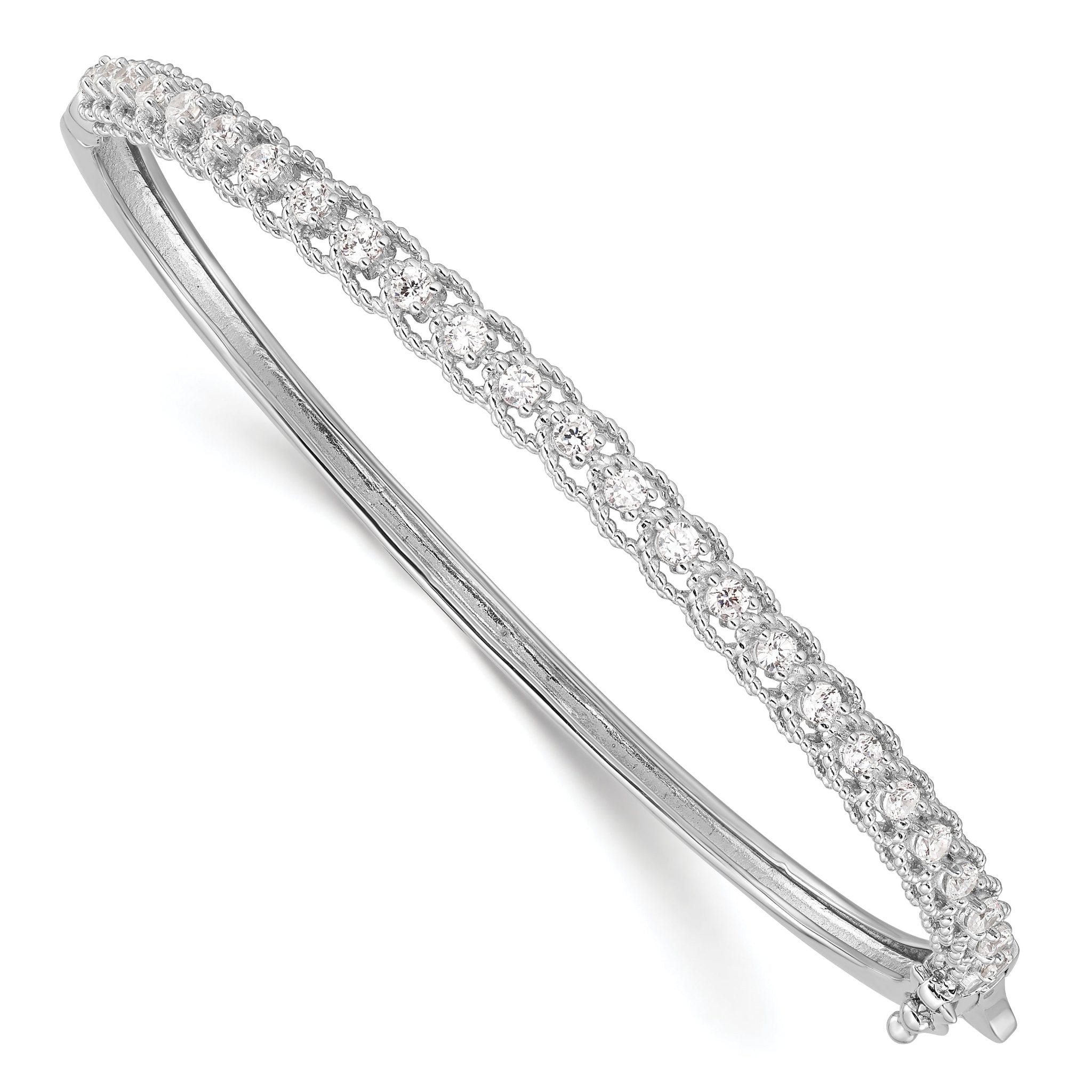 Sterling Silver CZ Bangle with Rhodium Polish and 25 Sparkling Stones Main image