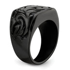 Titanium Men's Signet Ring with Casted Design and Gift Packaging