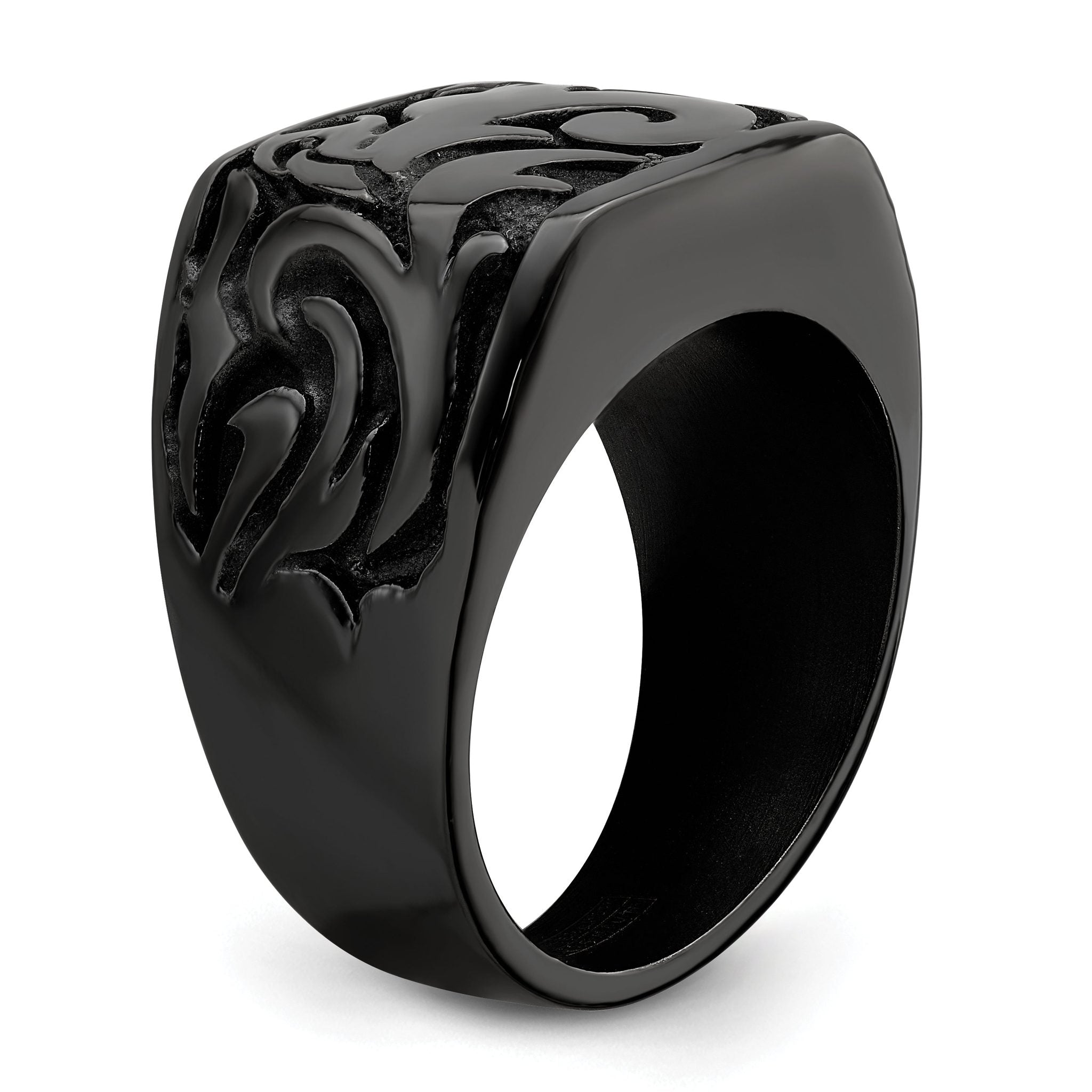Titanium Men's Signet Ring with Casted Design and Gift Packaging