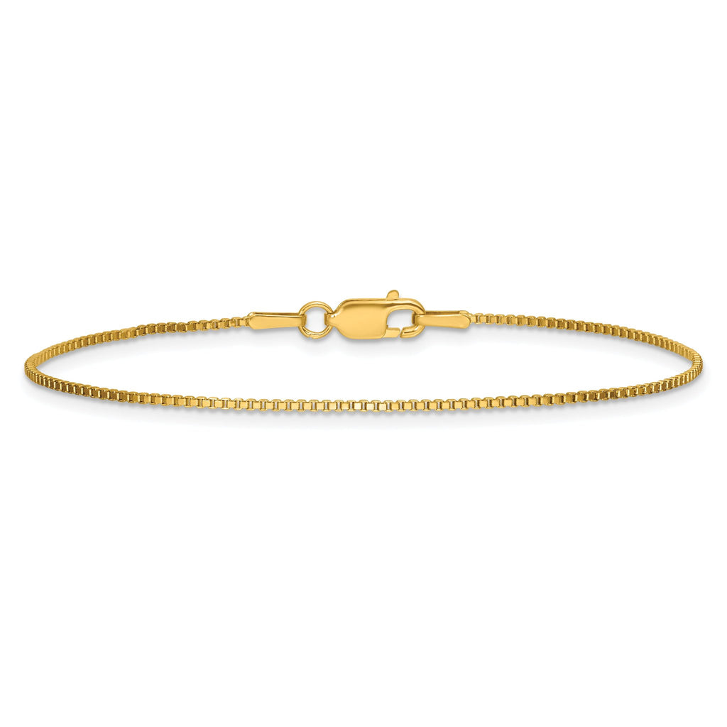 14K Yellow Gold Solid Box Chain Necklace 1mm