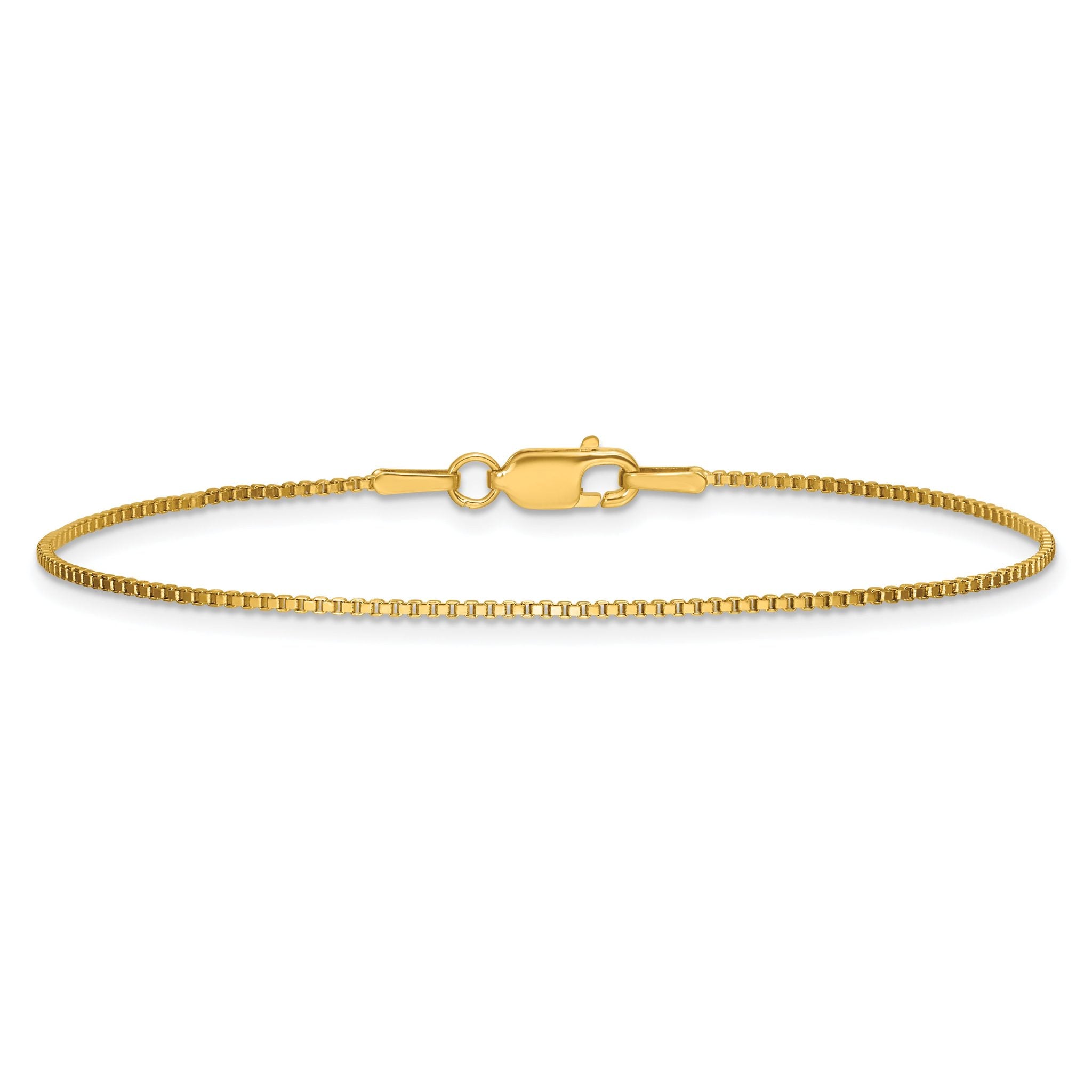 14K Yellow Gold Solid Box Chain Necklace 1mm