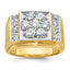 14k Two-tone Men's Polished and Satin Cluster Ring Mounting (No Stones Included)