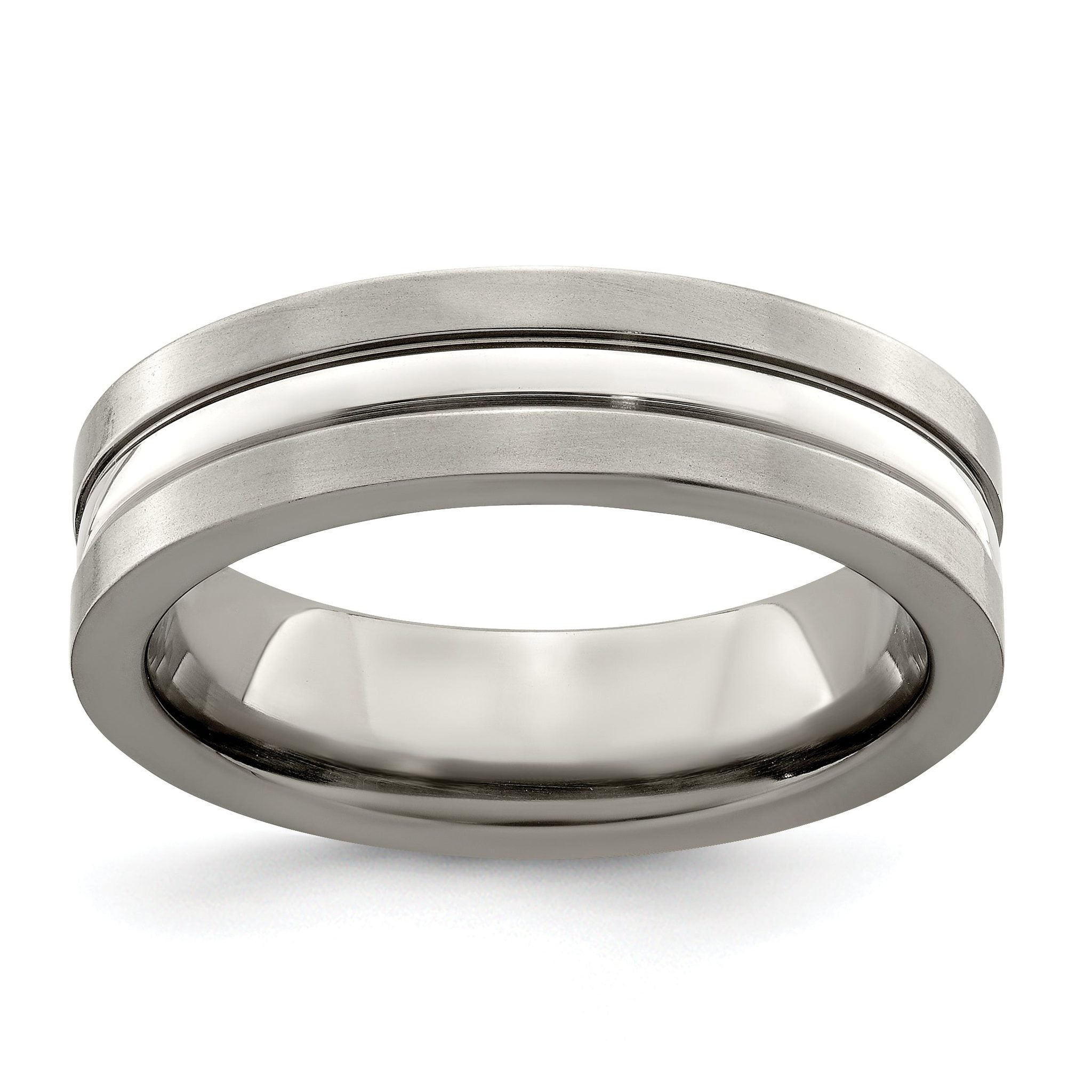 Edward Mirell Titanium Brushed&Polished w/Sterling Silver 6mm Band Main image