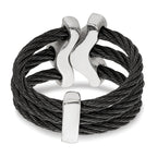 Edward Mirell Black Ti With Sterling Silver Black Spinel Cable Flexible Ring