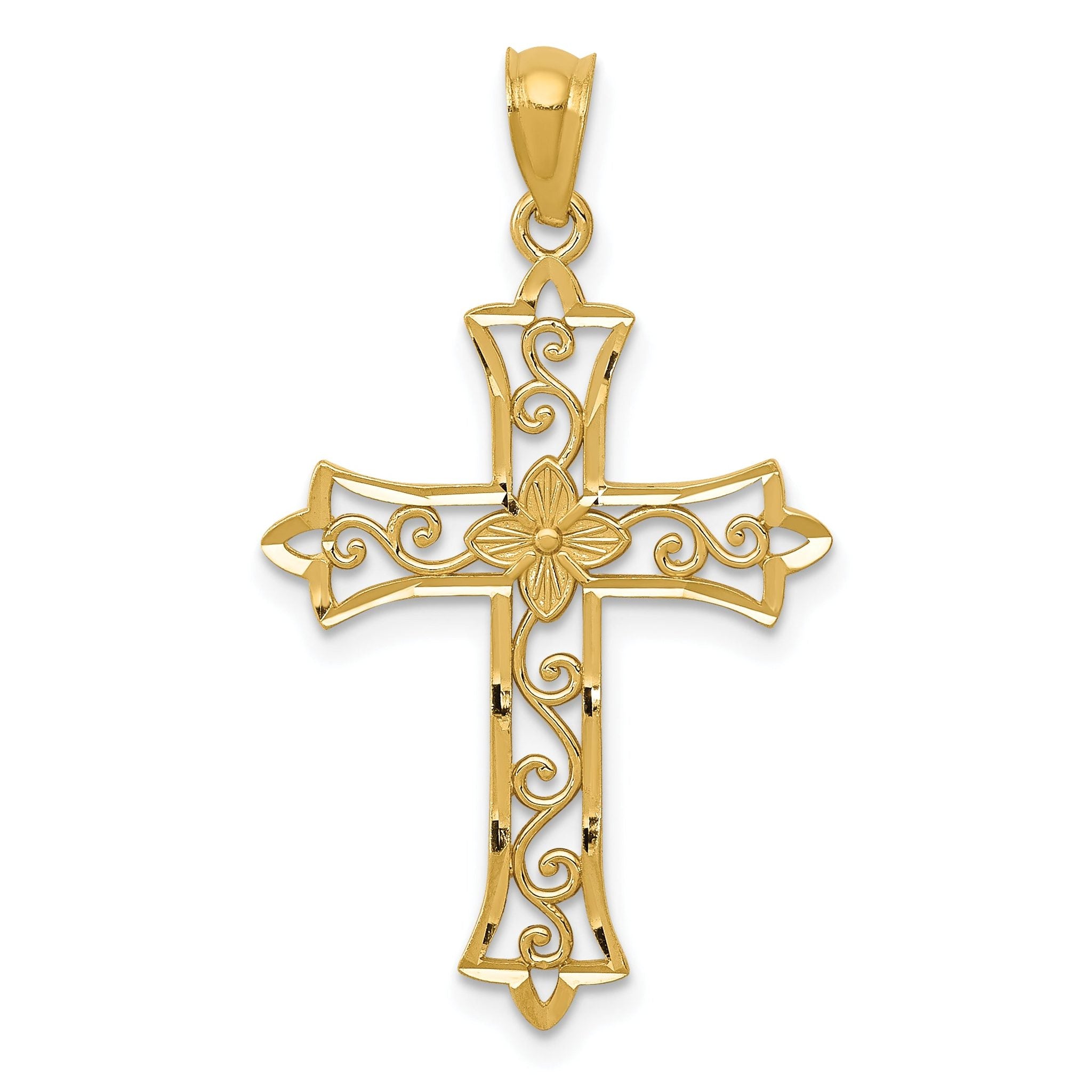 14K Yellow Gold Cross Pendant with Solid Cast Design Elegant and Timeless