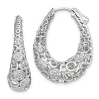 Sterling Shimmer Sterling Silver Rhodium-plated 162 Stone Accent PavÃÆÃÂ¢ÃÂ¢Ã¢â¬Å¡ÃÂ¬Ãâ¦ÃÂ¡ 1.1mm-1.5mm CZ Oval Hinged Hoop Earrings