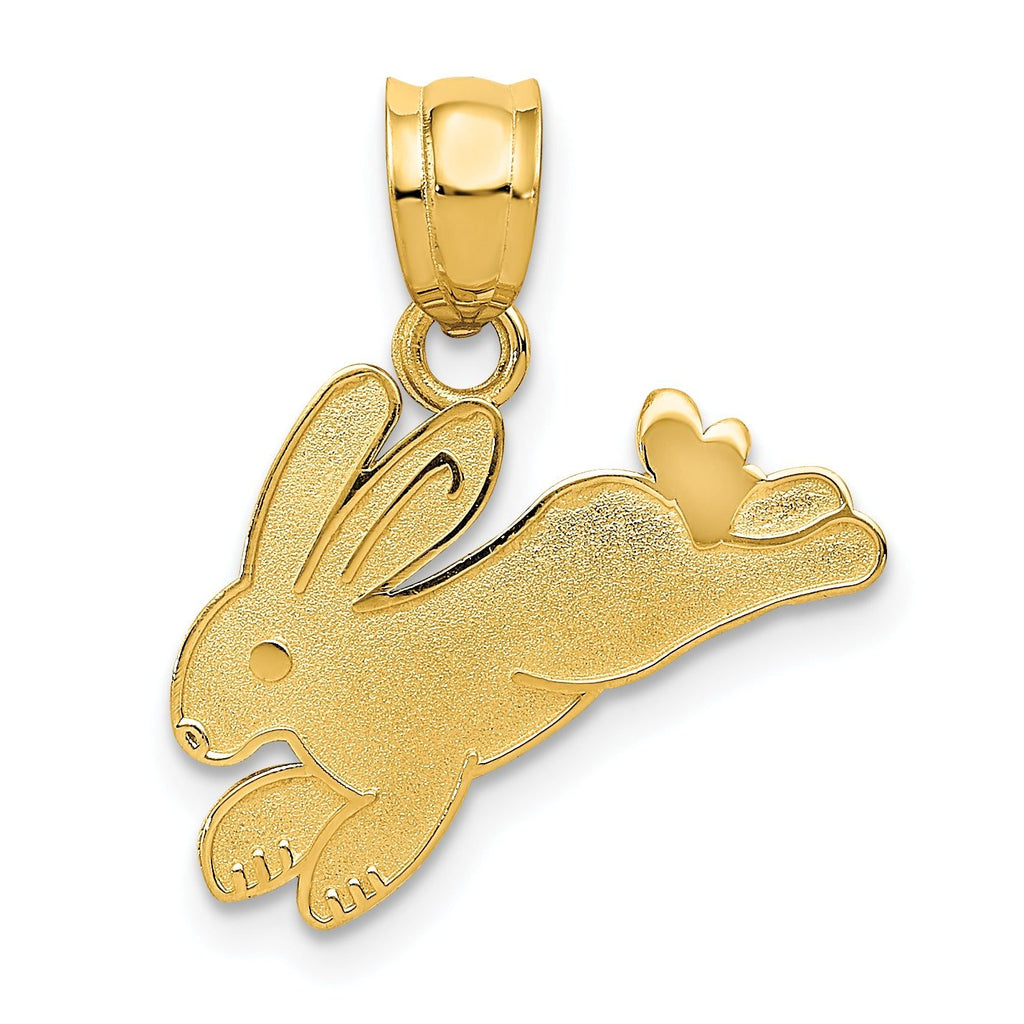 14K Gold Rabbit Charm Pendant with Solid Cast Design  Elegant and Playful Accent