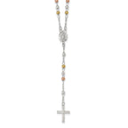 Sterling Silver 925 Two-Tone Rosary Necklace with Polished Finish