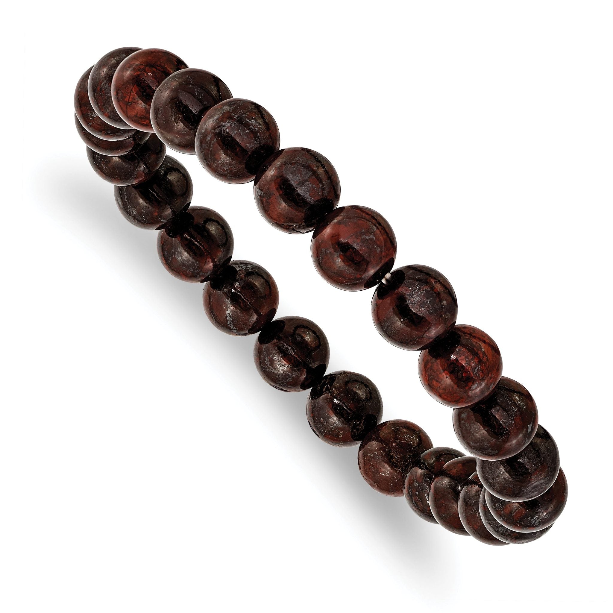 8mm Red Agate Beaded Stretch Bracelet