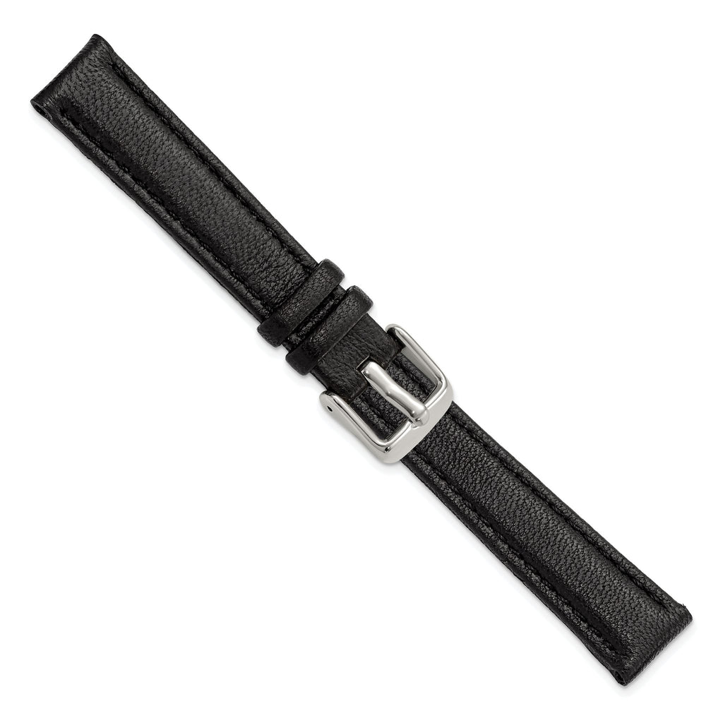 Black Glove Leather Watch Band in 24mm with Panerai-Style Buckle