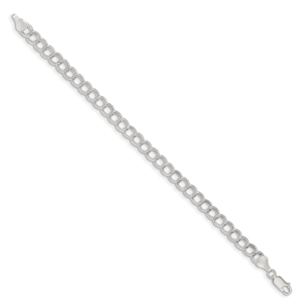 Double Link Charm Bracelet in Sterling Silver, 6mm