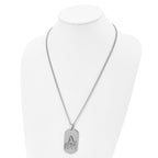 Etched Jesus Dog Tag Necklace in Stainless Steel, 24"