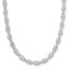 14K White Gold Polished/Textured Fancy Oval Link Necklace
