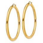 10K Gold Polished Hoop Earrings 4mm Classic Elegant Design for Women