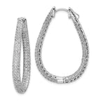 Sterling Shimmer Sterling Silver Rhodium-plated 308 Stone PavÃƒÆ’Ã‚Â¢ÃƒÂ¢Ã‚â€šÃ‚Â¬Ãƒâ€¦Ã‚Â¡ 1.2mm-1.5mm CZ In and Out Teardrop Hinged Hoop Earrings