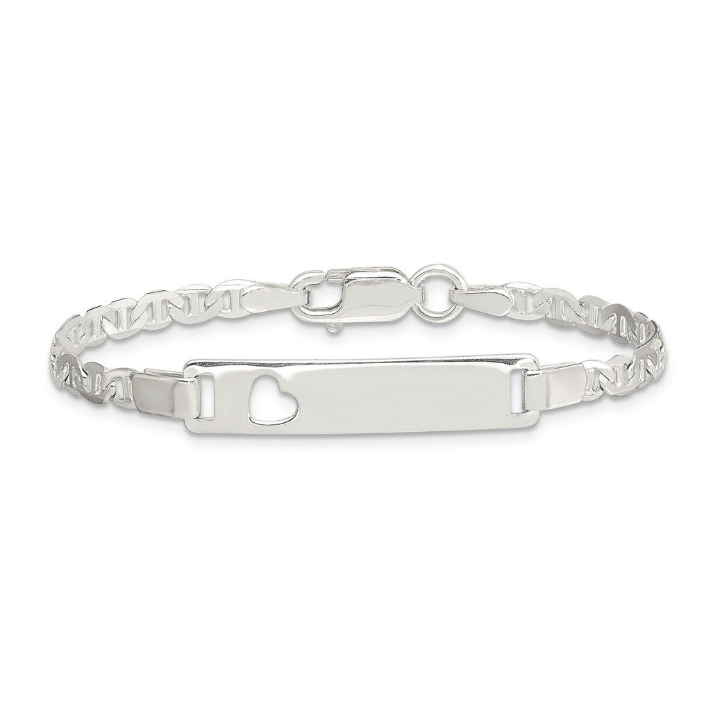 Sterling Silver Baby ID with Cut-out Heart Bracelet