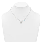 Sterling Silver Polished Beaded Turquoise and Grooved Seashell 16 inch with 2 inch Extension Necklace