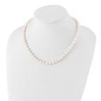 Sterling Silver Rhodium-plated 7-8mm White Near-Round Freshwater Cultured Pearl 18 inch Necklace, Stretch Bracelet and Button Post Earrings Set