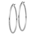 Sterling Silver Rhodium-plated 2mm Diamond Cut Hoop Earrings