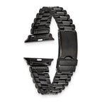 for Apple 38/40/41mm Smart Watch Long President-Style Black IP-plated Stainless Steel 7.4 inch Watch Band with Stainless Steel Adapters