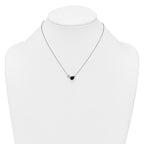 Sterling Silver Rhodium-plated Polished Pear Garnet and Emerald-cut White Topaz 16 Inch with 2 Inch Extension Necklace