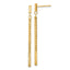 14k Polished and Diamond-cut Bar Dangle Post Earrings