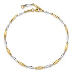 14K Two-tone Polished Fancy 9 inch Plus 1 inch Extender - Total 10 inch Anklet