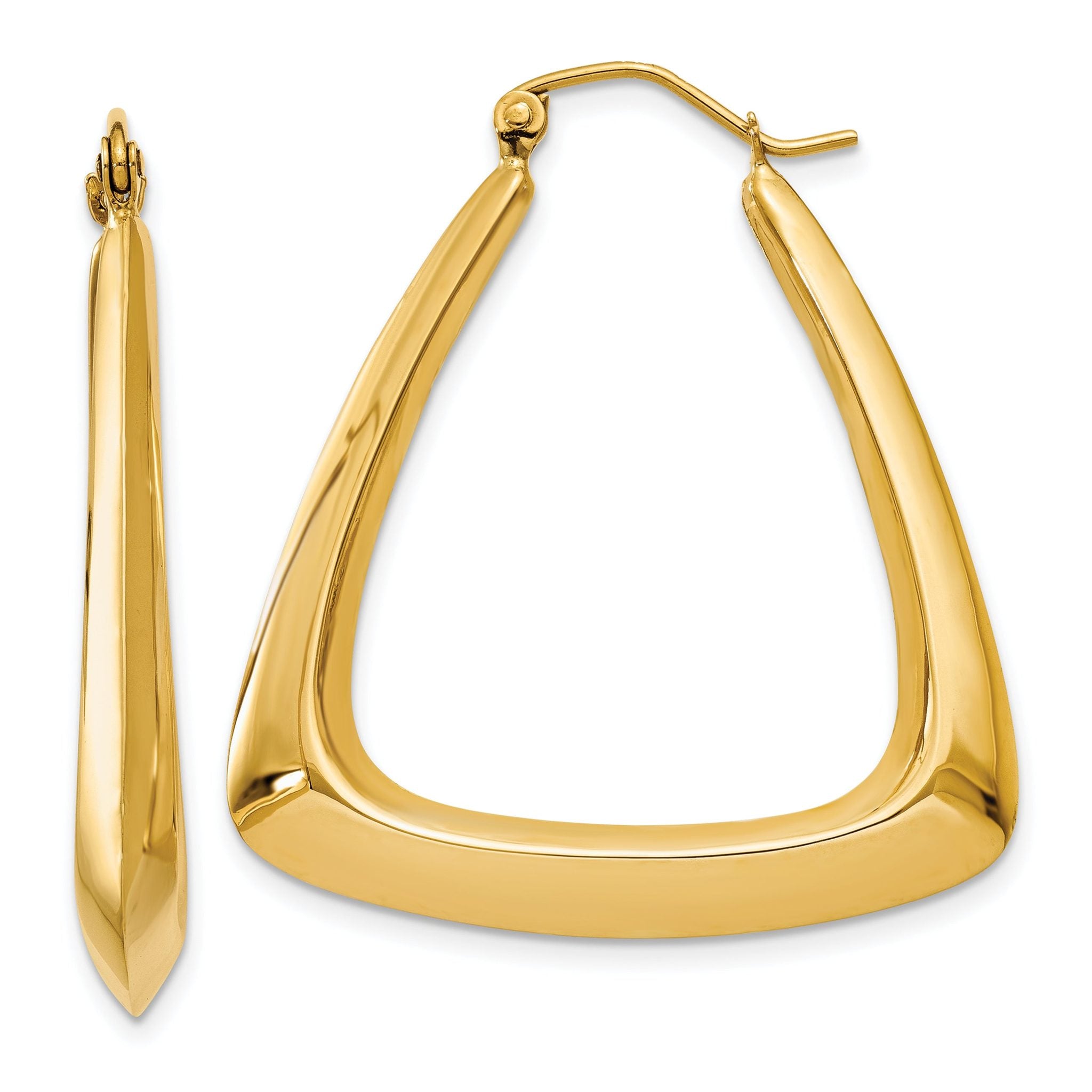 14K Gold Polished Fancy Hoop Earrings for Women Elegant Creole Style