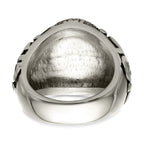 chisel Stainless Steel Antiqued and Polished Cross Ring