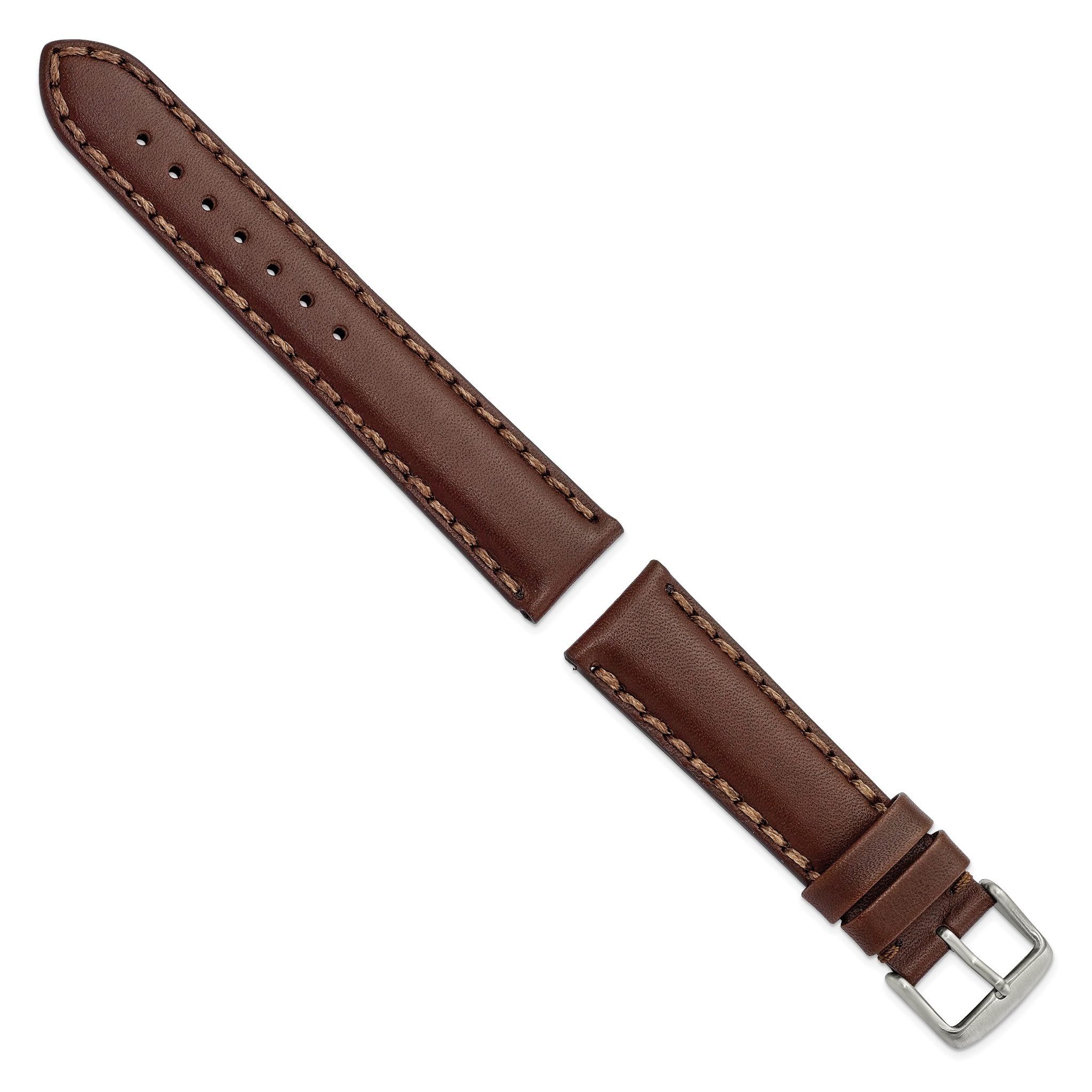 Hand-Stitched Oil Leather Watch Band in Brown, 18mm Secondary image