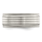 Edward Mirell Titanium and Silver Wedding Band with Beveled Edge